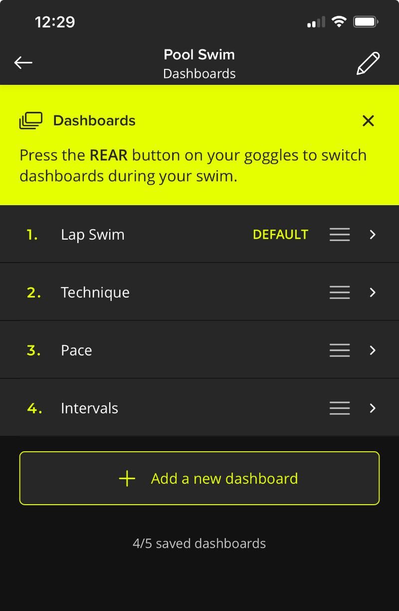 FORM 2 Smart Swim Goggles - Customizable Dashboard